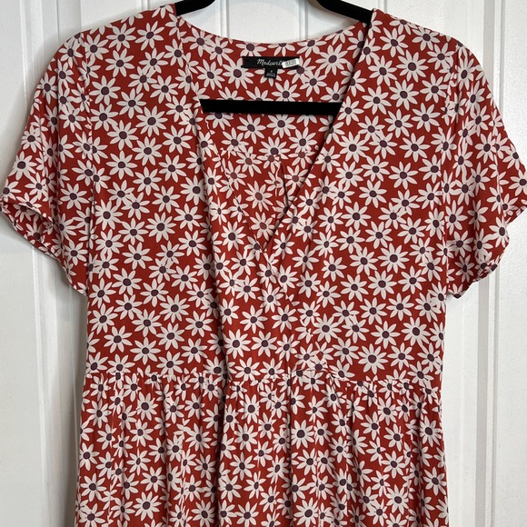 Madewell Rust Red/White Floral Women's Midi Dress. Size Small. - Picture 7 of 14